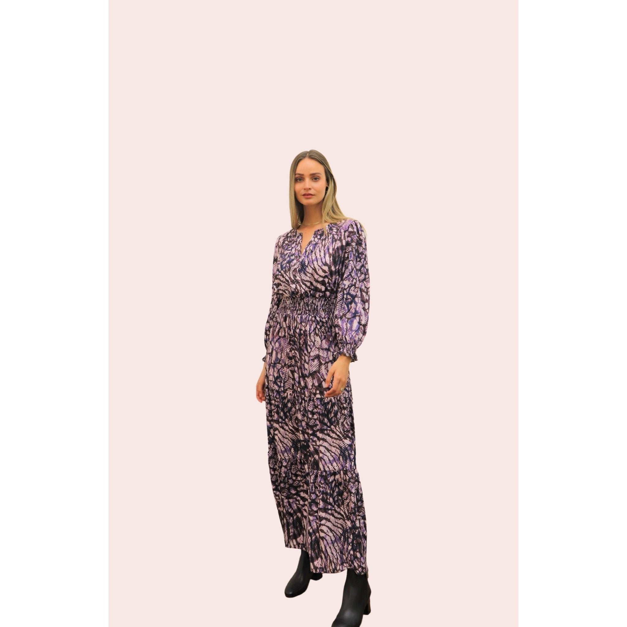 Atelier Purple Mist Long Sleeve Maxi Dress - BTK COLLECTIONS