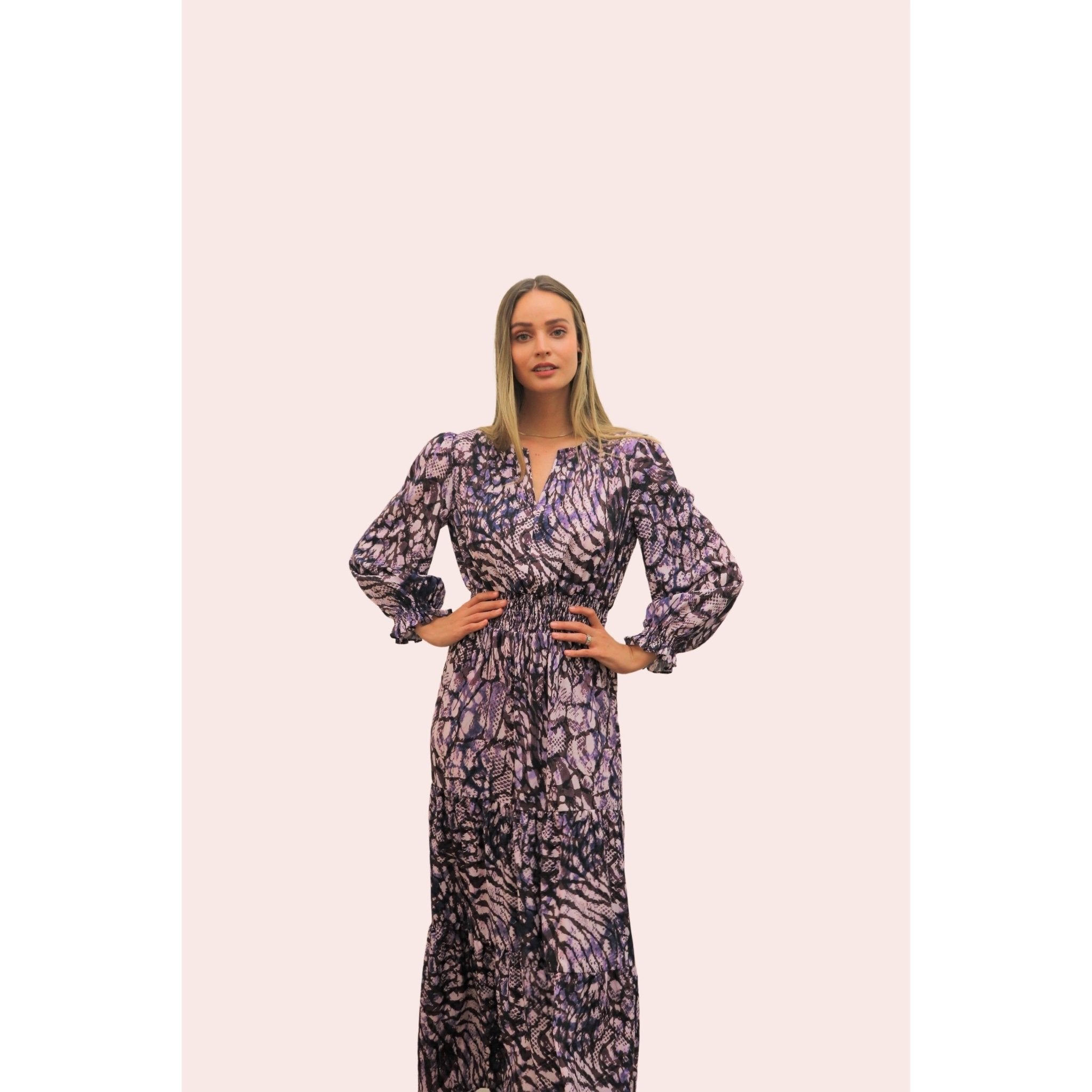 Atelier Purple Mist Long Sleeve Maxi Dress - BTK COLLECTIONS