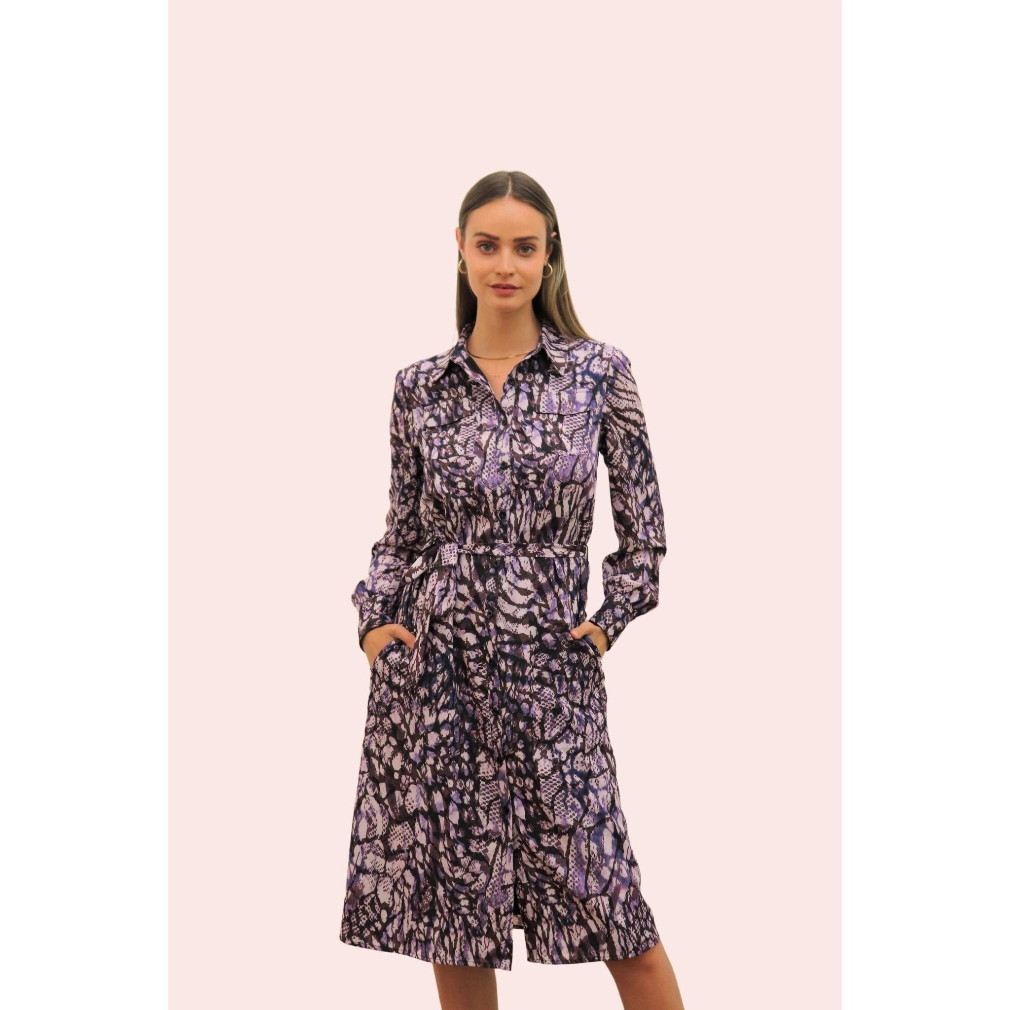 Atelier Purple Mist Tie Shirt Dress - BTK COLLECTIONS