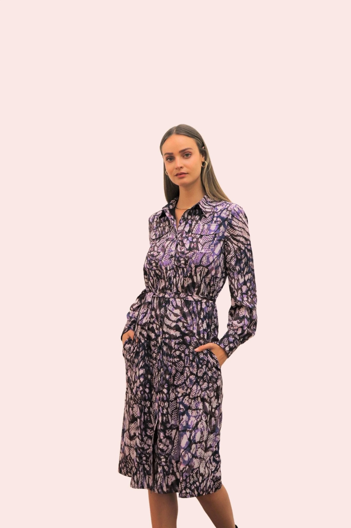 Atelier Purple Mist Tie Shirt Dress - BTK COLLECTIONS