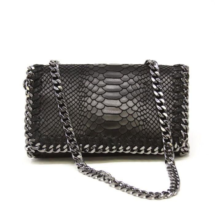 BLACK LEATHER CROSSBODY CLUTCH - BTK COLLECTIONS