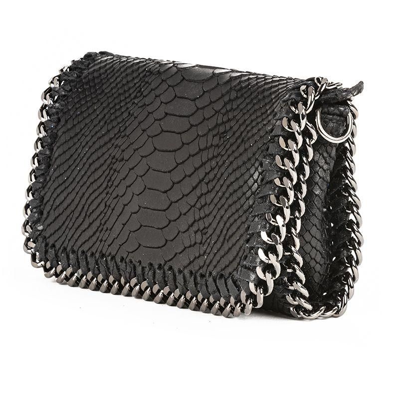 BLACK LEATHER CROSSBODY CLUTCH - BTK COLLECTIONS