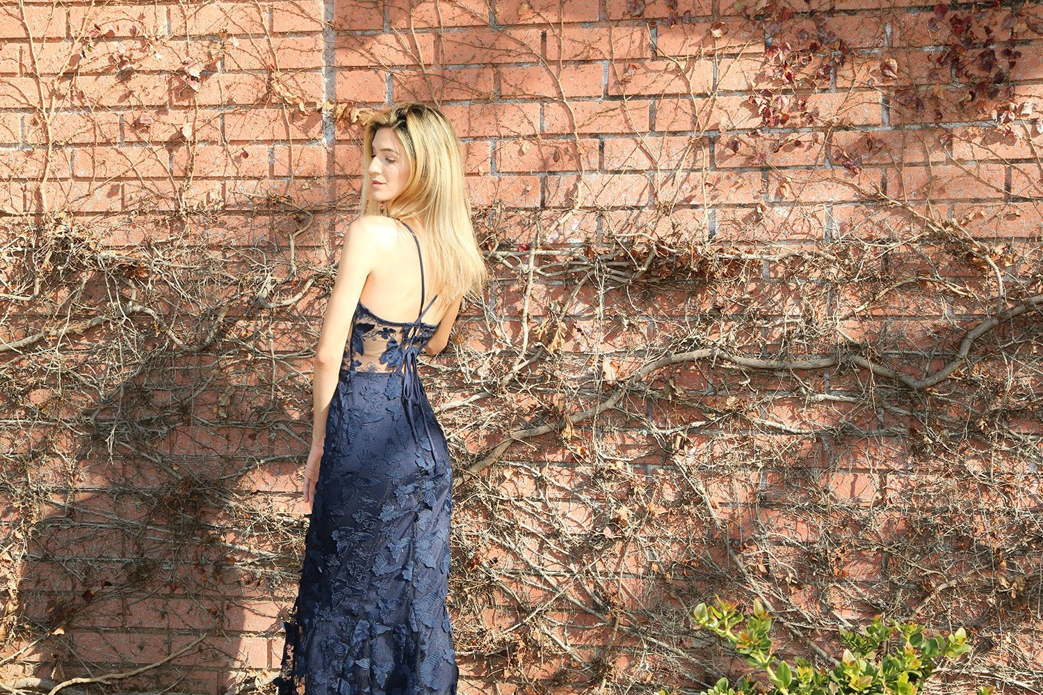 Butterfly Appliques Lace Maxi Cami Dress - BTK COLLECTION
