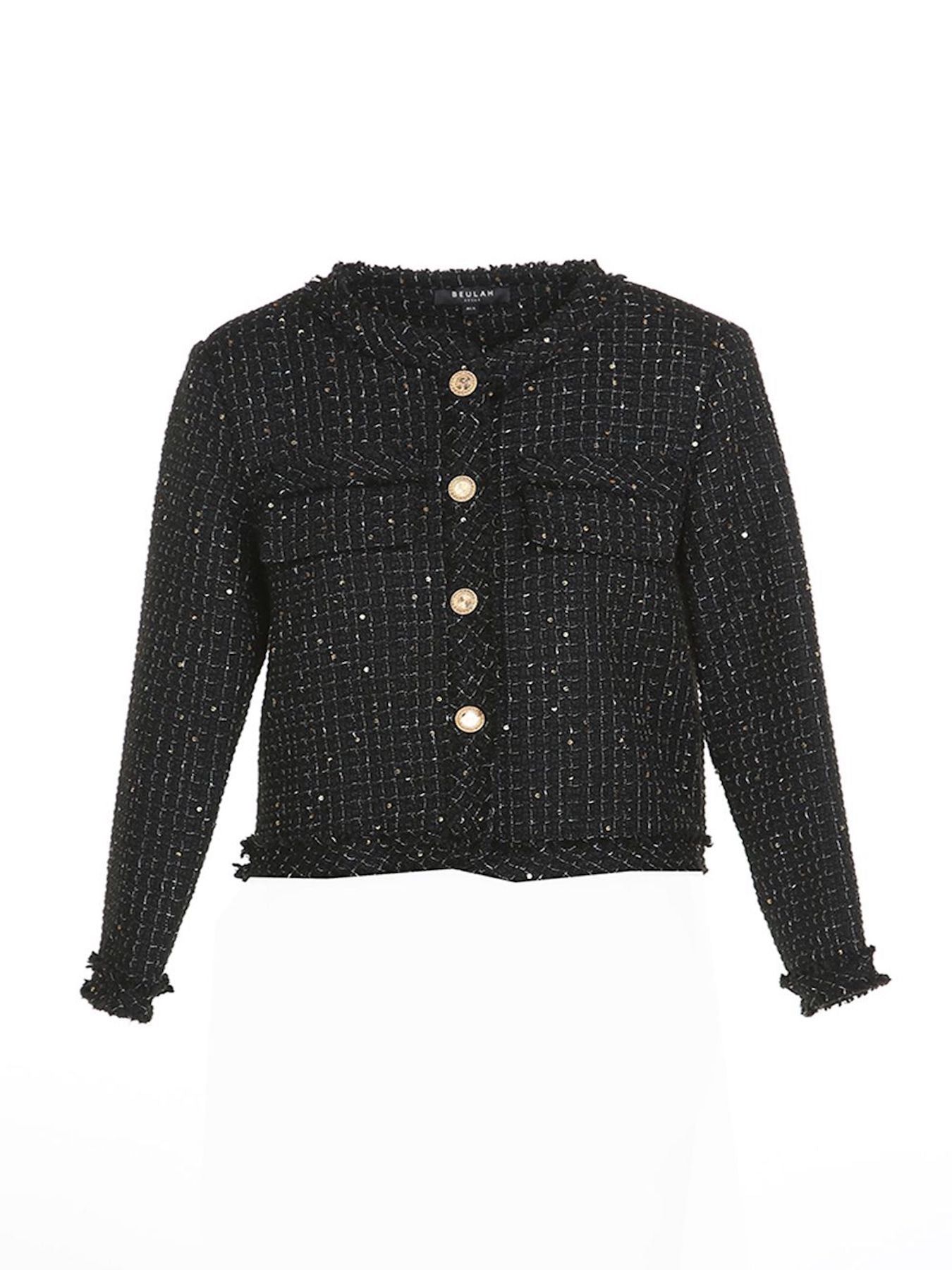 Buttoned With Pockets Tweed Jacket - BTK COLLECTIONS