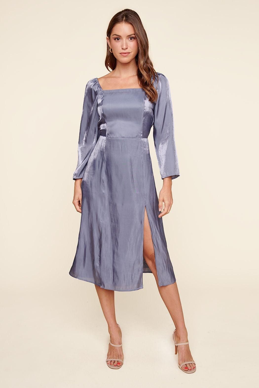 Dream Girl Square Neck Smocked Back Midi Dress - BTK COLLECTIONS