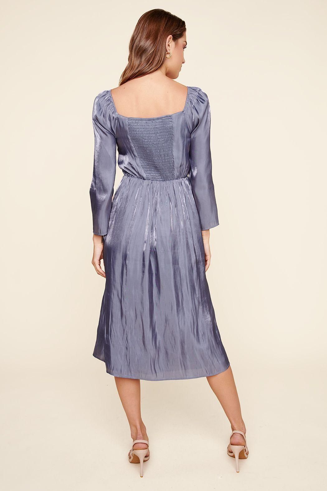 Dream Girl Square Neck Smocked Back Midi Dress - BTK COLLECTIONS