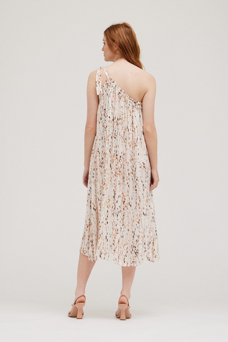 Drip Print One Shoulder Dress - BTK COLLECTIONS