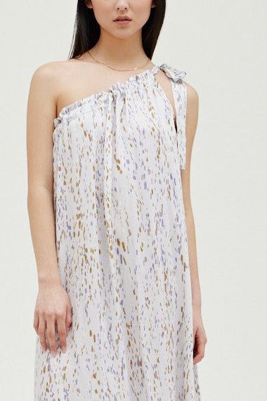 Drip Print One Shoulder Dress - BTK COLLECTIONS