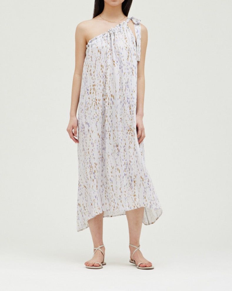 Drip Print One Shoulder Dress - BTK COLLECTIONS