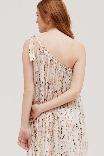 Drip Print One Shoulder Dress - BTK COLLECTIONS