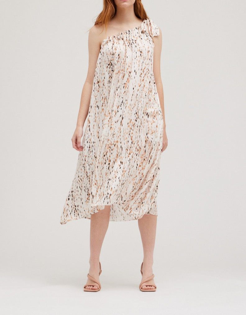 Drip Print One Shoulder Dress - BTK COLLECTIONS