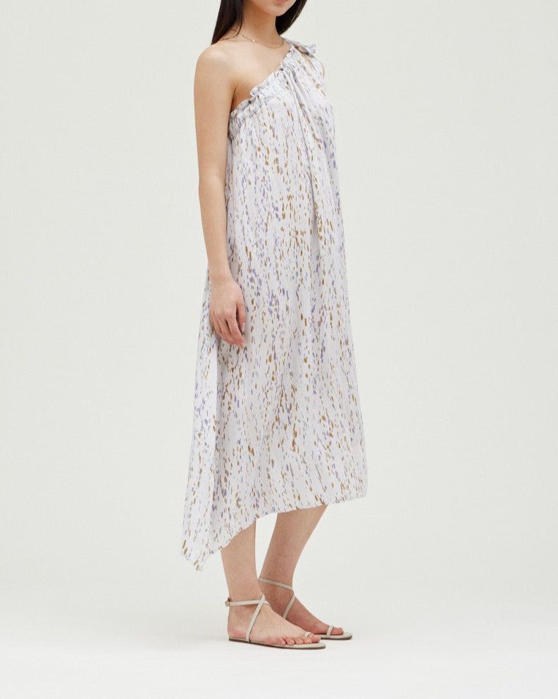 Drip Print One Shoulder Dress - BTK COLLECTIONS