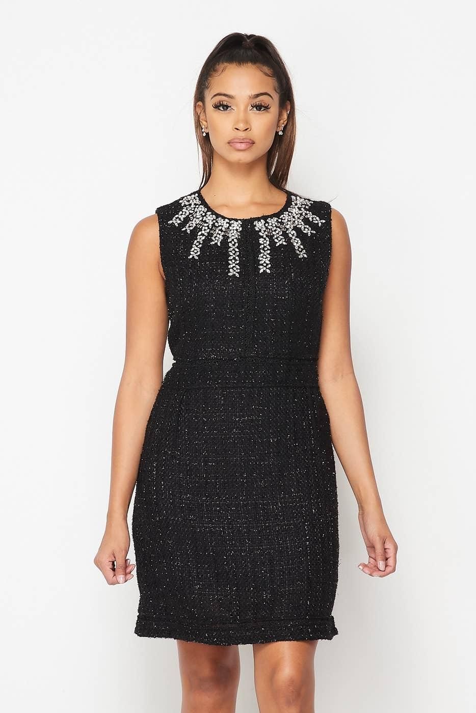 Embellished Neck Detail Dress - BTK COLLECTIONS