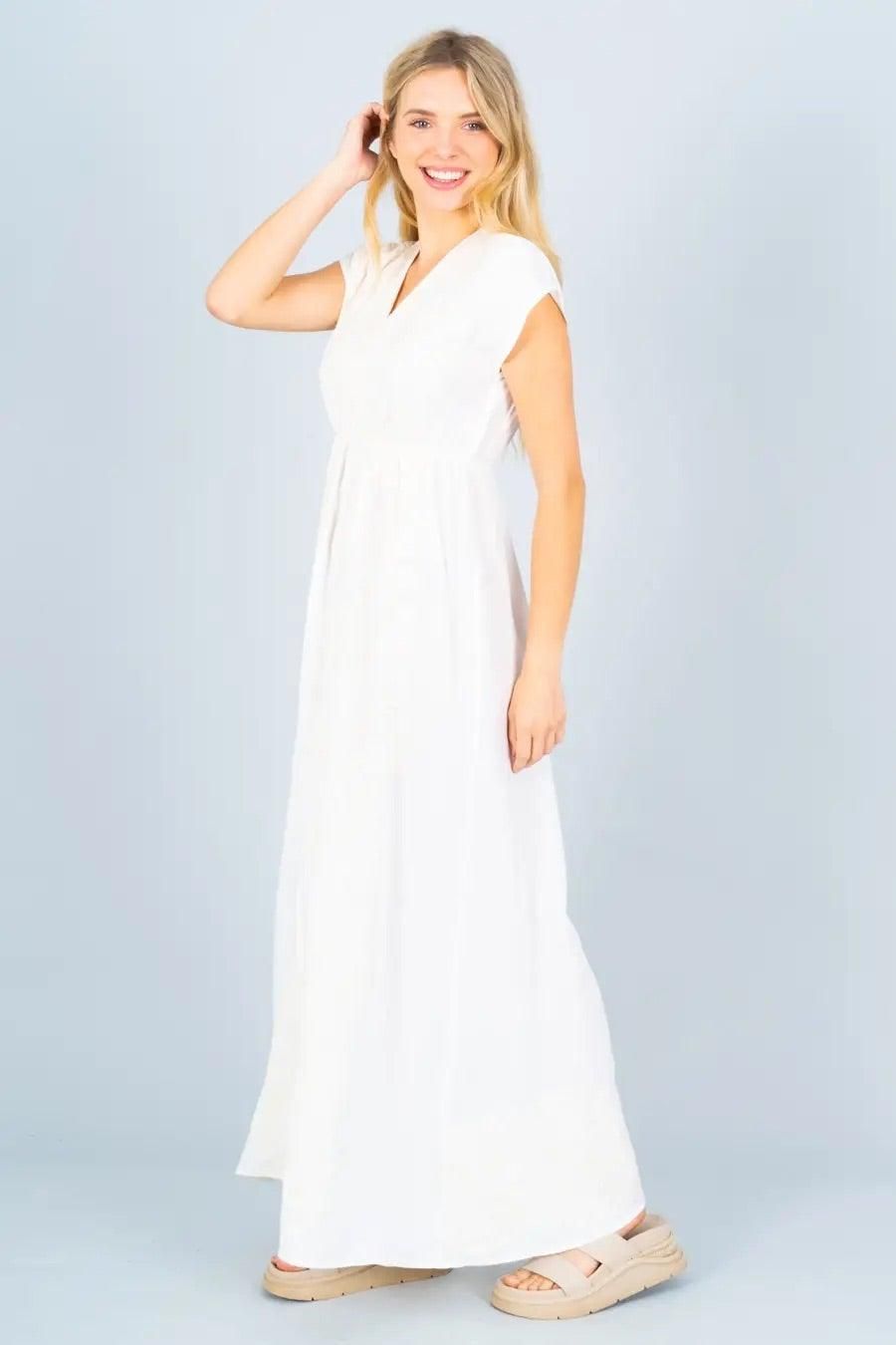 Embroidered Maxi Dress with Split - BTK COLLECTIONS