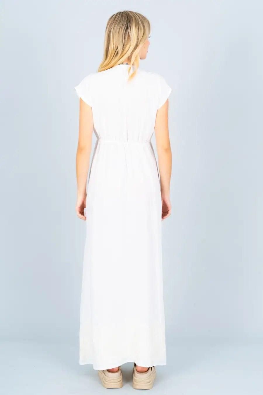 Embroidered Maxi Dress with Split - BTK COLLECTIONS