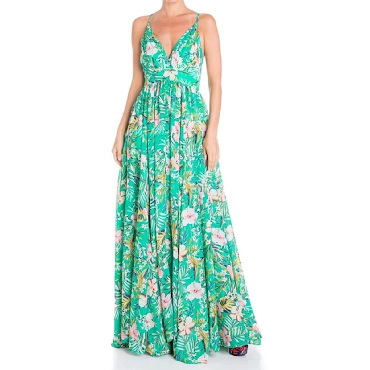 Enchanted Garden Maxi Dress - Garden Hibiscus - BTK COLLECTIONS