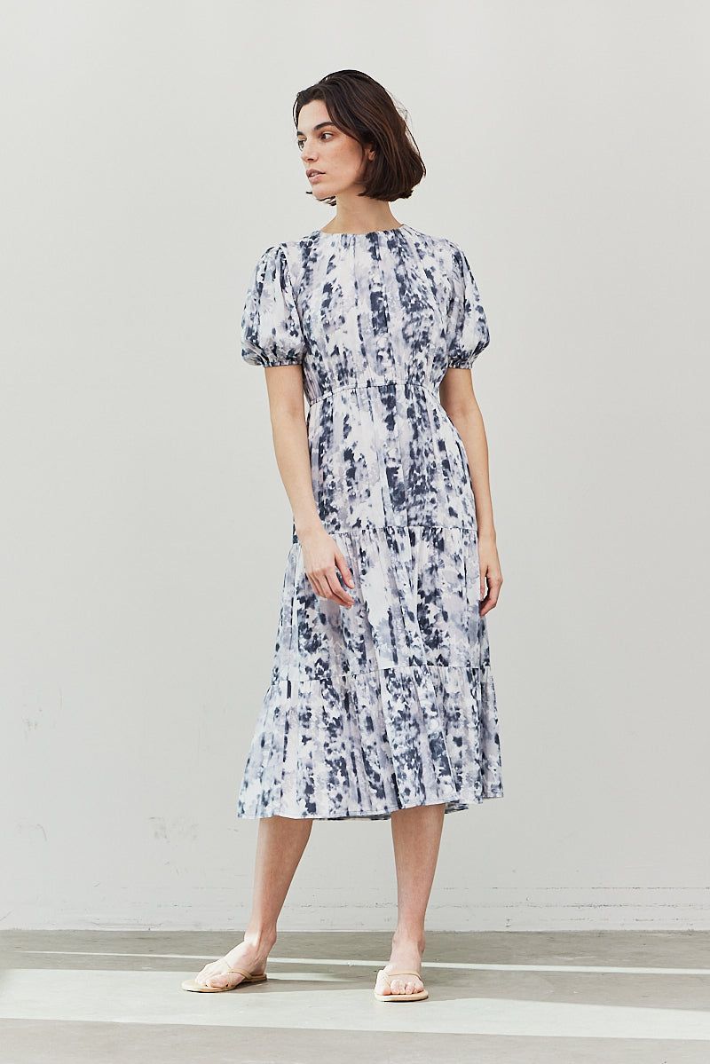 Floral Back Tie Puff Sleeve Dress - BTK COLLECTIONS