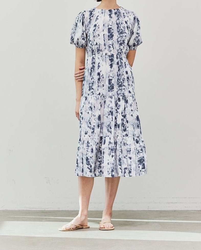 Floral Back Tie Puff Sleeve Dress - BTK COLLECTIONS