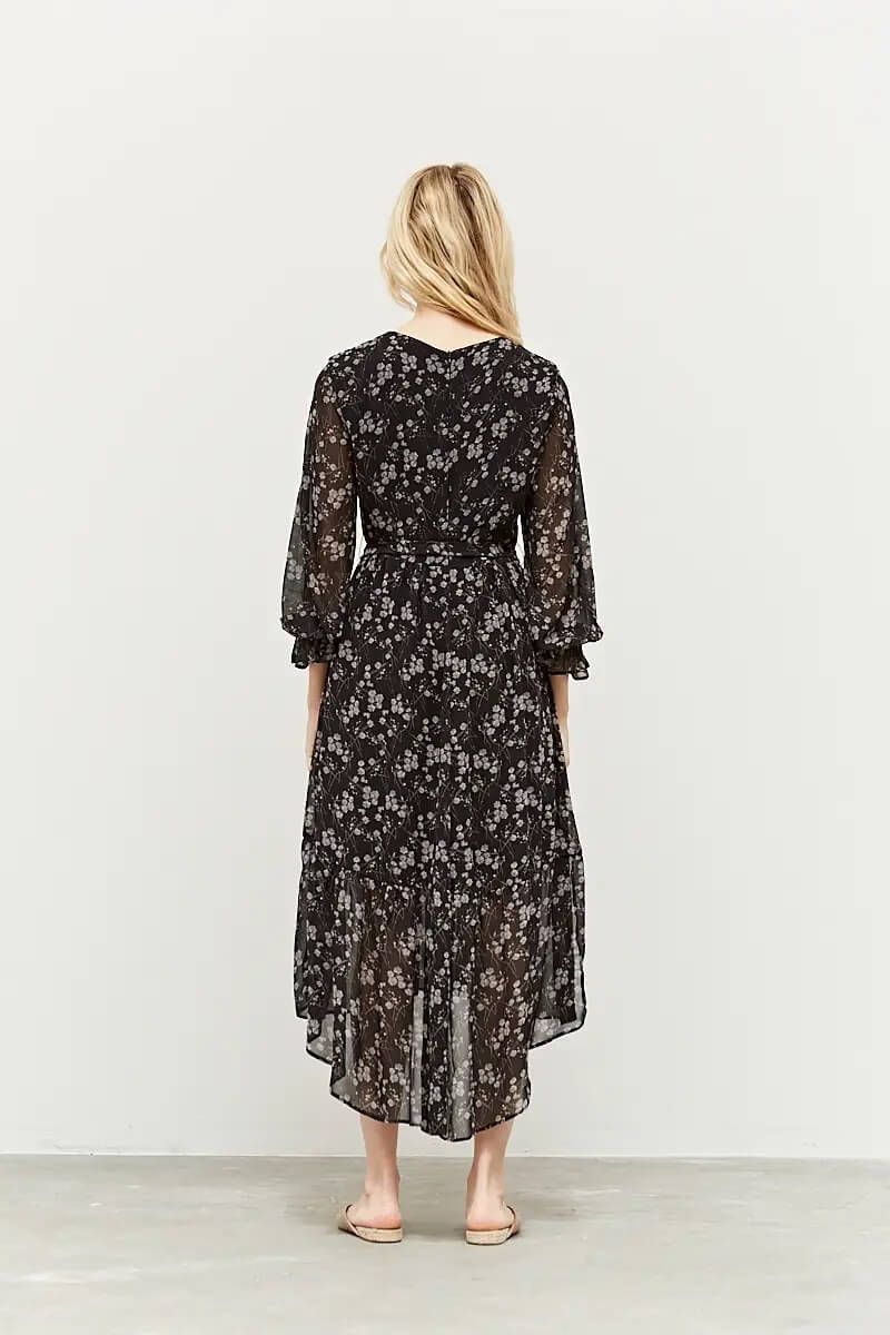 Floral Print Chiffon Dress - BTK COLLECTIONS