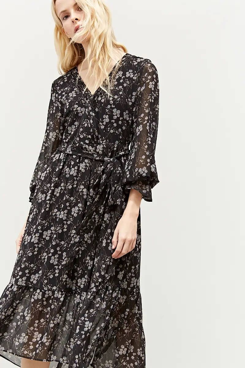 Floral Print Chiffon Dress - BTK COLLECTIONS