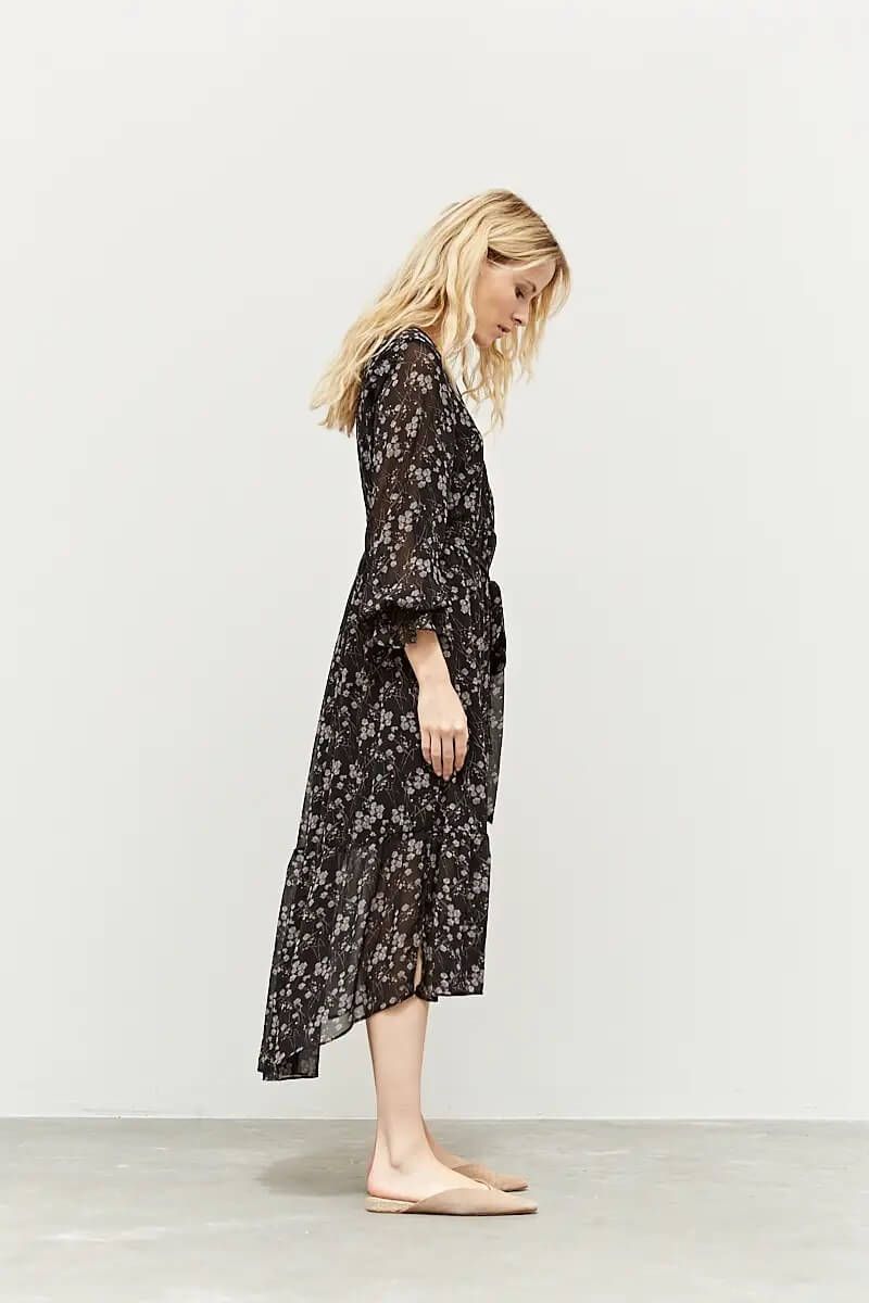 Floral Print Chiffon Dress - BTK COLLECTIONS