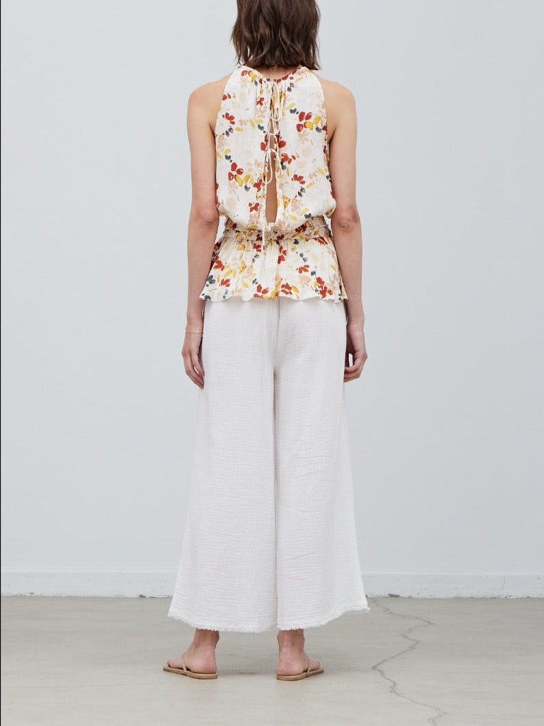 Floral Print Sleeveless Satin Top - BTK COLLECTIONS