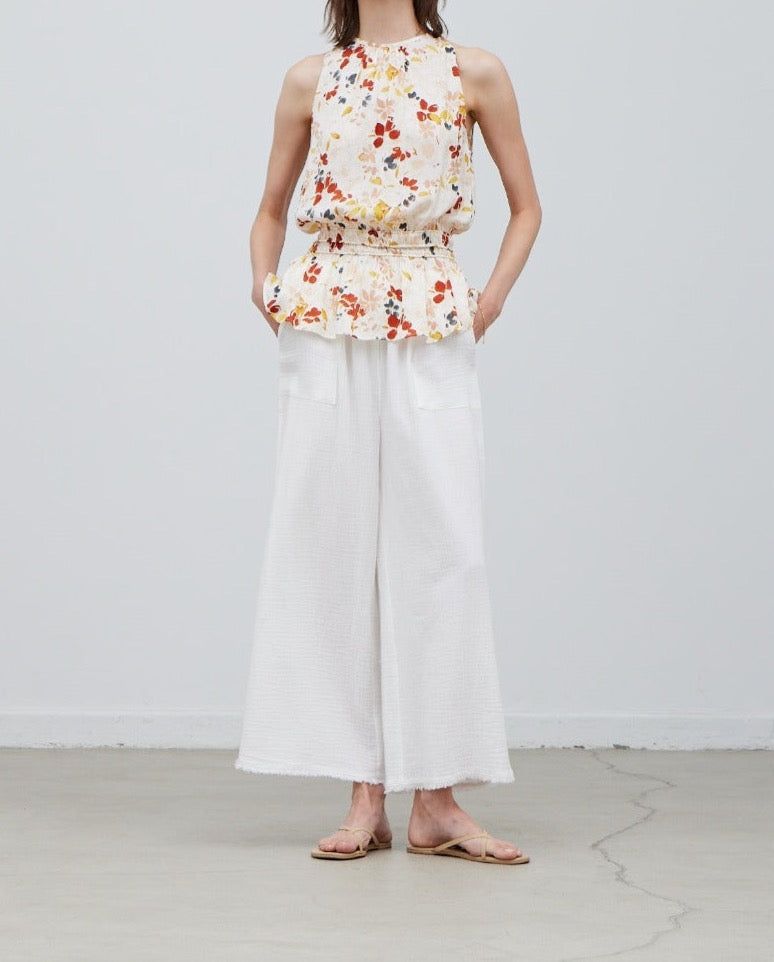 Floral Print Sleeveless Satin Top - BTK COLLECTIONS