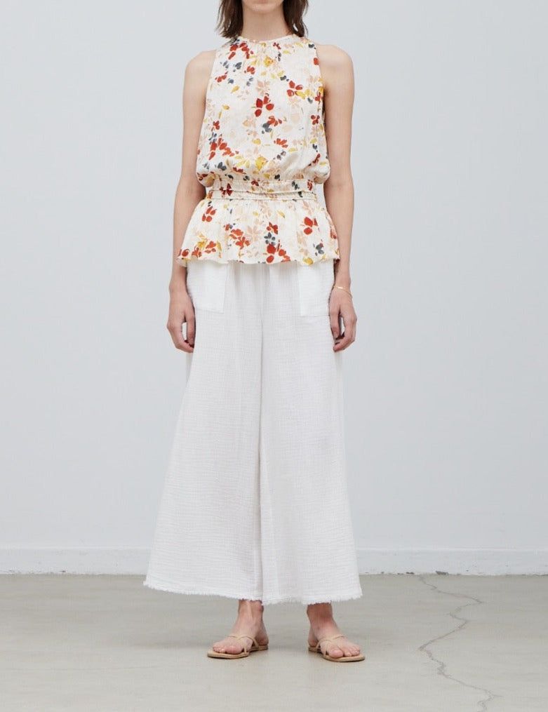 Floral Print Sleeveless Satin Top - BTK COLLECTIONS