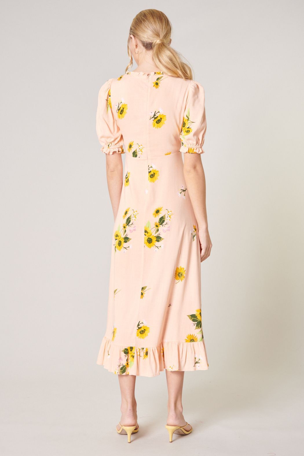 Girasol Puff Sleeve Midi Dress - BTK COLLECTIONS