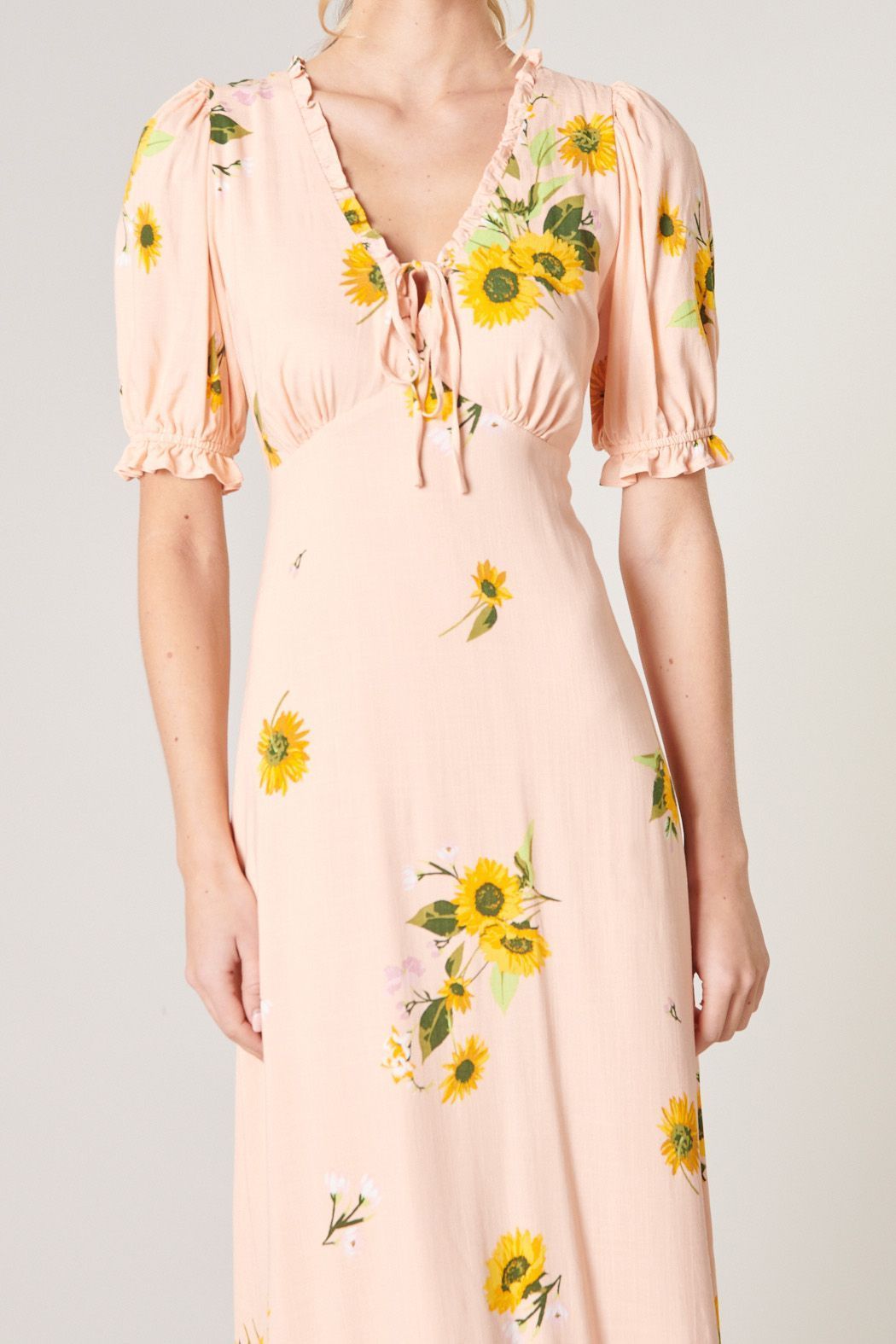 Girasol Puff Sleeve Midi Dress - BTK COLLECTIONS