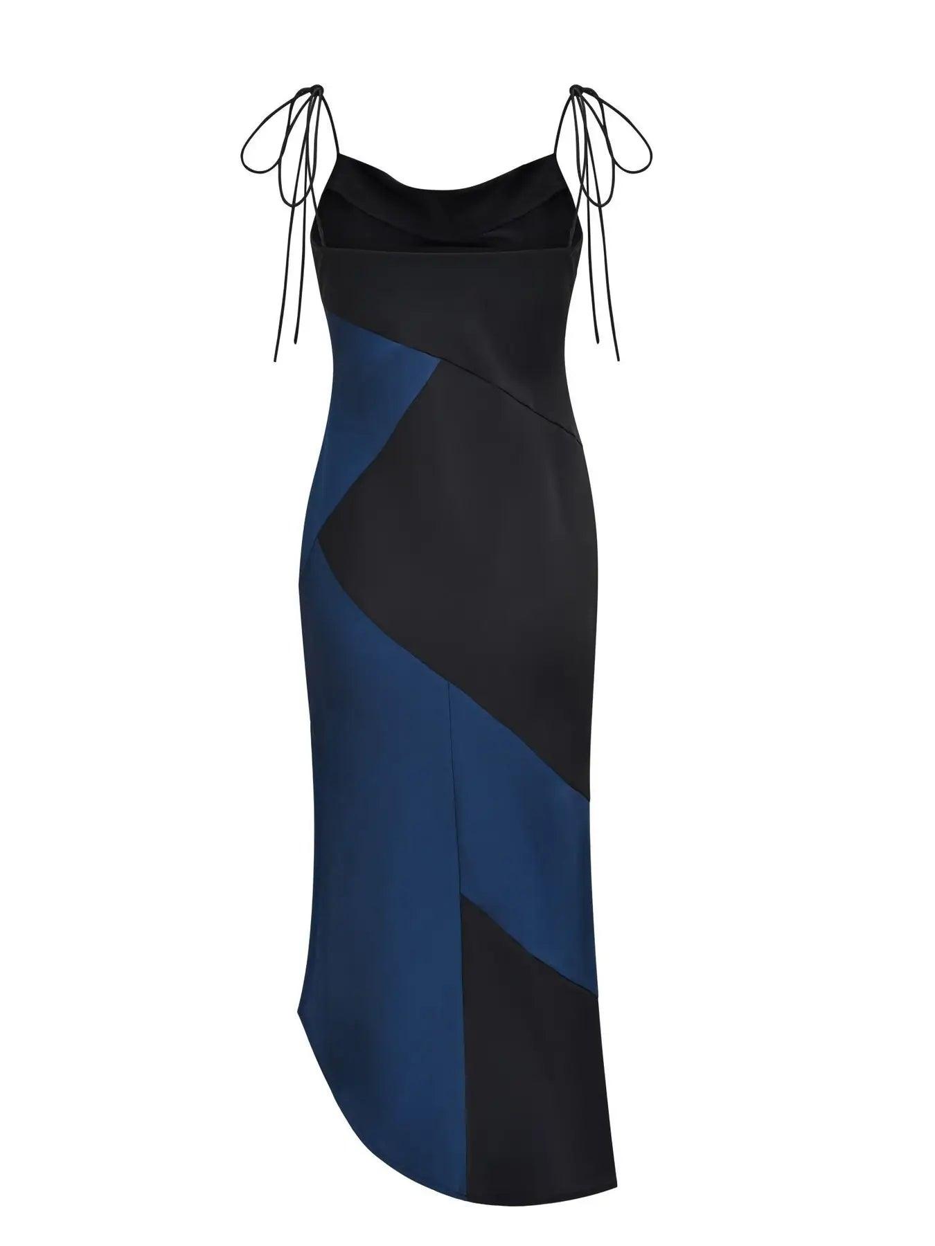 Grace Black Colors Block Slip Dress - BTK COLLECTIONS