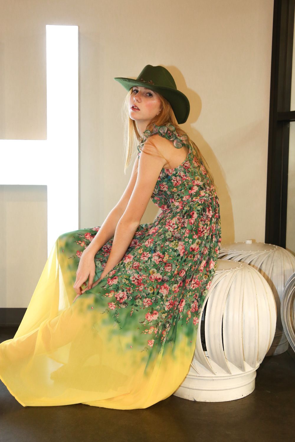 Green Floral Sleeveless Maxi Dress - BTK COLLECTIONS