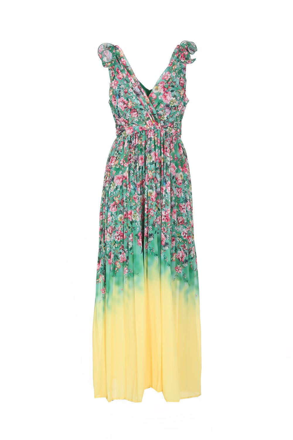 Green Floral Sleeveless Maxi Dress - BTK COLLECTION