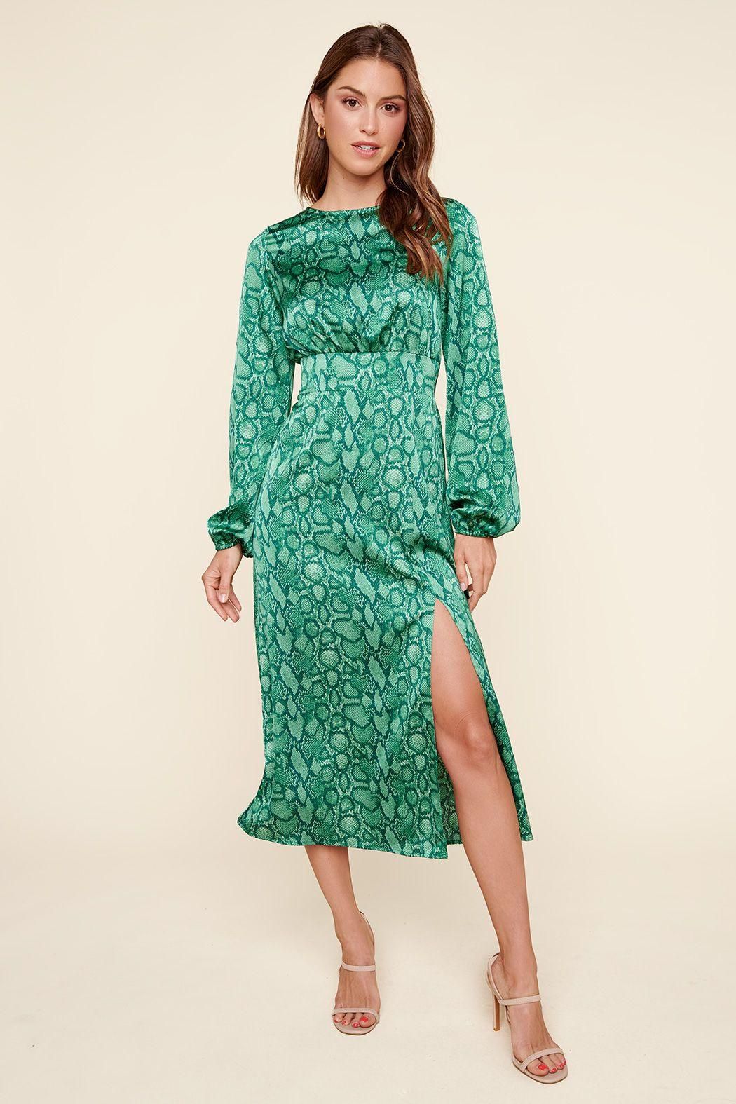 Gwendolyn Snake Print Eternal Midi Dress - BTK COLLECTIONS