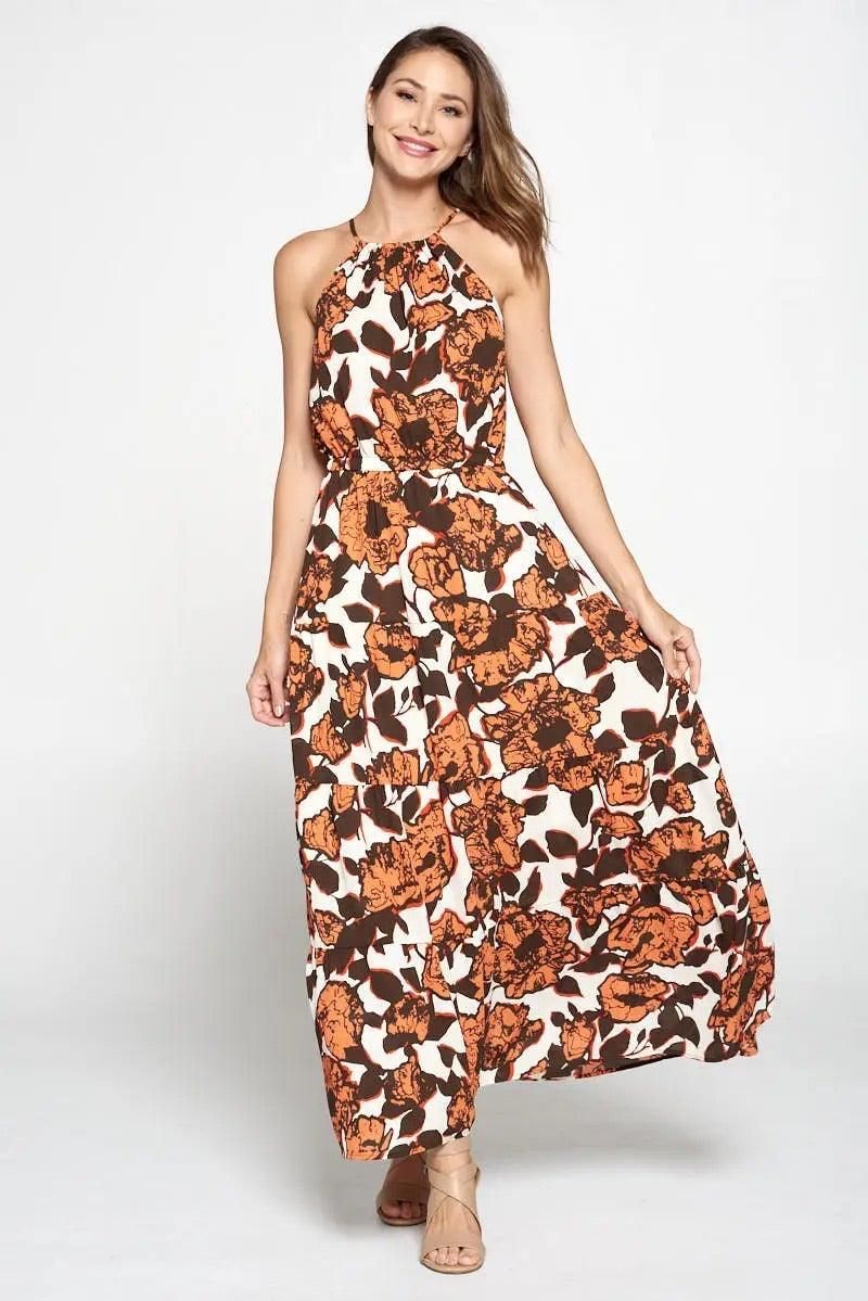 Halter Neckline Maxi Dress - BTK COLLECTIONS