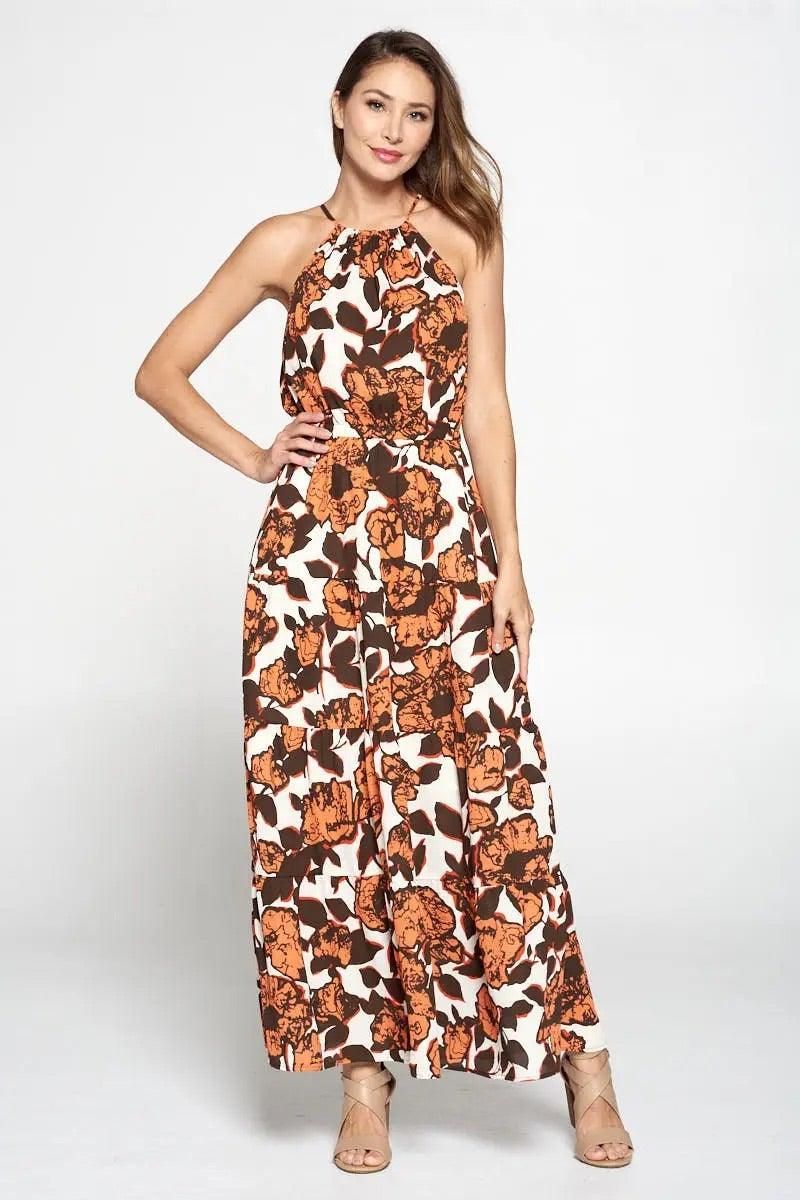 Halter Neckline Maxi Dress - BTK COLLECTIONS