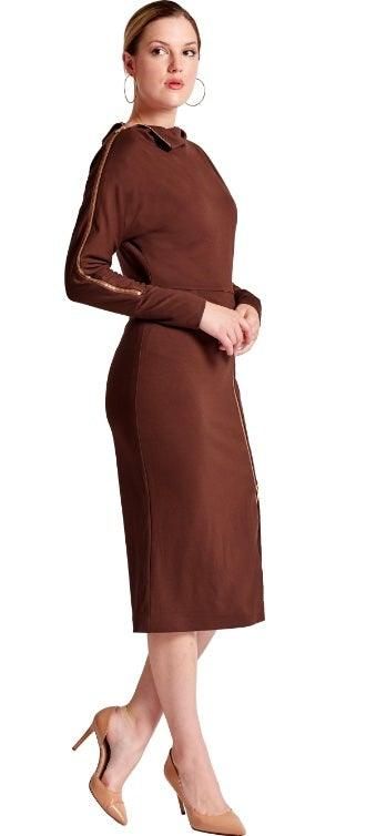 Josefa Asymmetric Dress - Long sleeve convertible midi dress - BTK COLLECTIONS