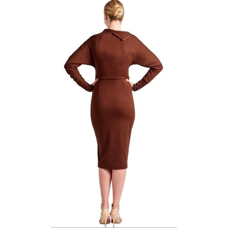 Josefa Asymmetric Dress - Long sleeve convertible midi dress - BTK COLLECTIONS