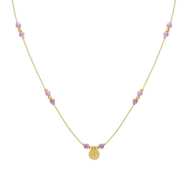 Journey Phosphosiderite Gemstone Coin Necklace - BTK COLLECTIONS