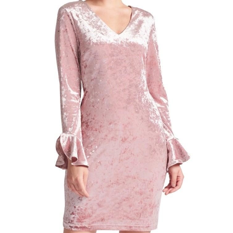 Kara Dress - Long sleeve crushed velvet v - neck dress - BTK COLLECTIONS