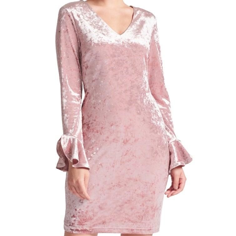 Kara Dress - Long sleeve crushed velvet v-neck dress - BTK COLLECTION