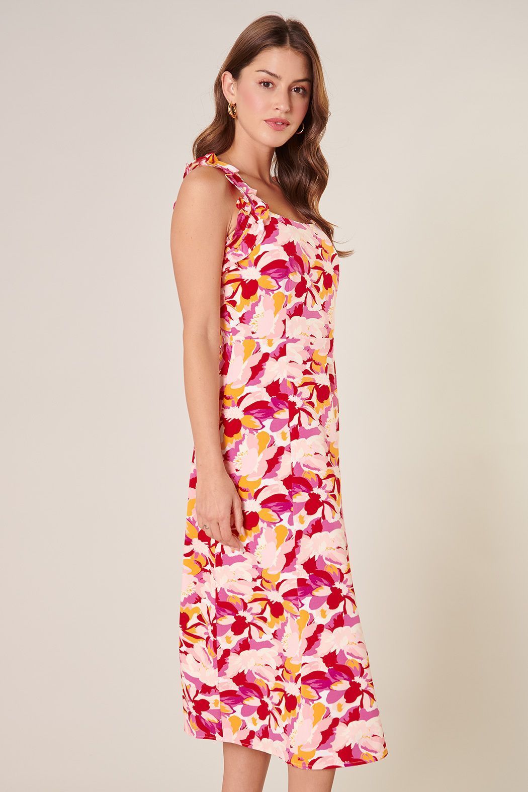 Kimbra Floral Ruffled Midi Dress - BTK COLLECTIONS