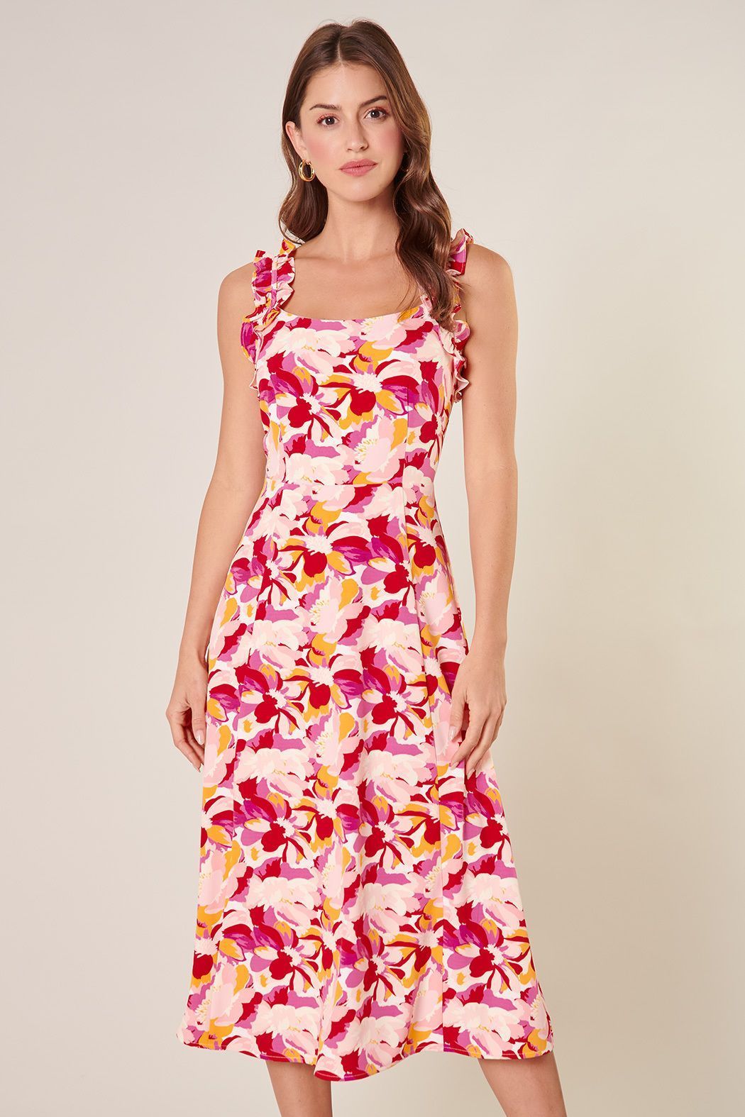 Kimbra Floral Ruffled Midi Dress - BTK COLLECTIONS