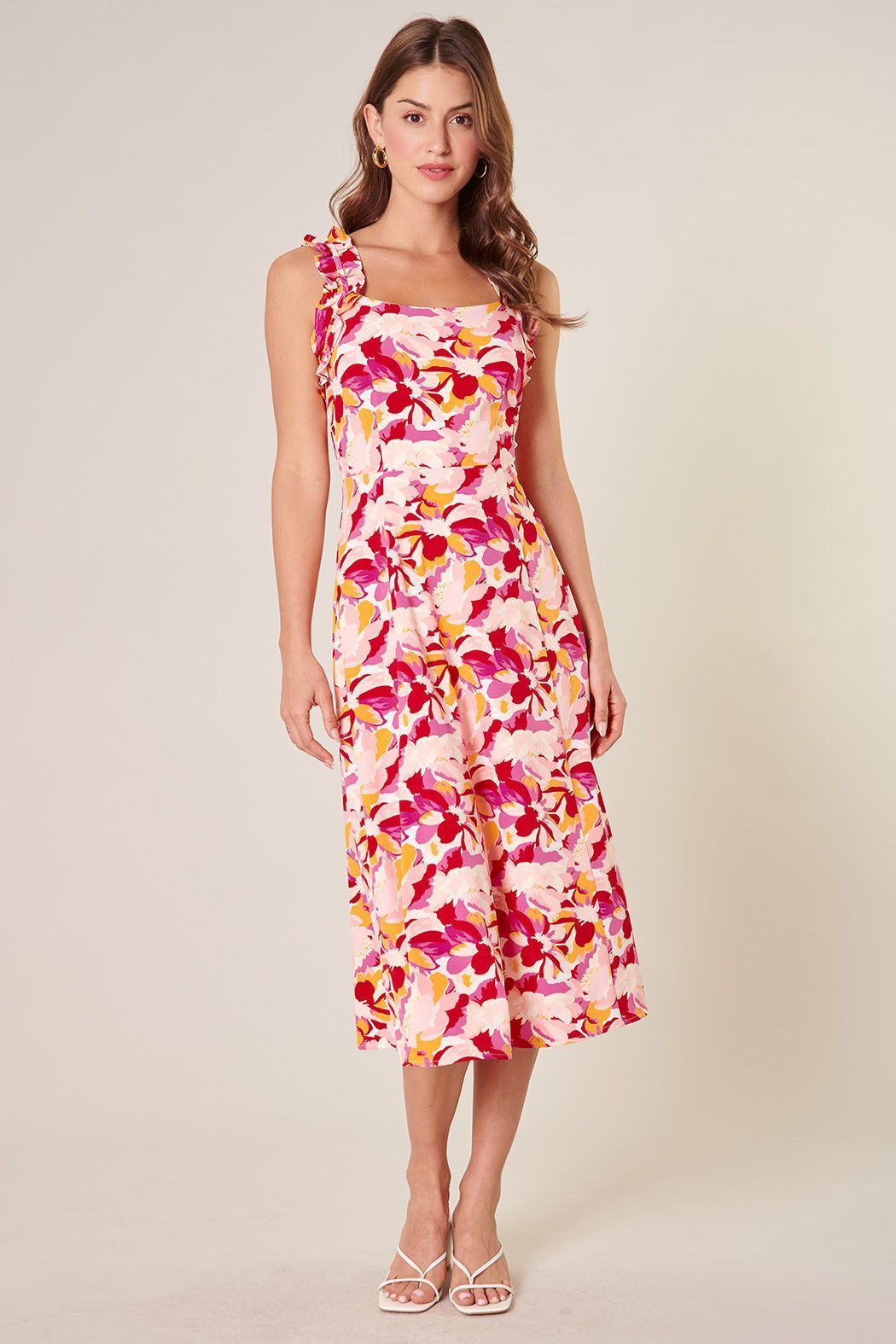 Kimbra Floral Ruffled Midi Dress - BTK COLLECTIONS