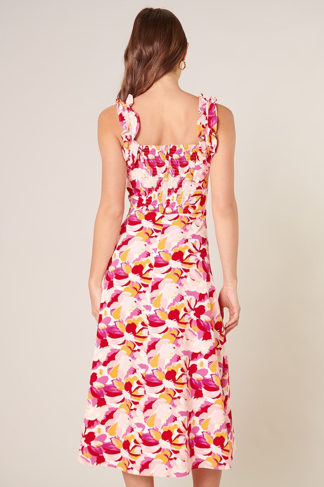 Kimbra Floral Ruffled Midi Dress - BTK COLLECTIONS