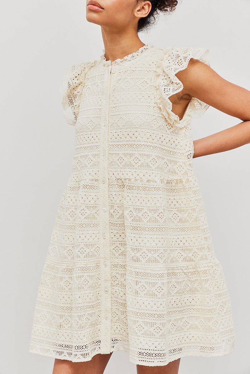 Lace Midi Tiered Dress - BTK COLLECTIONS