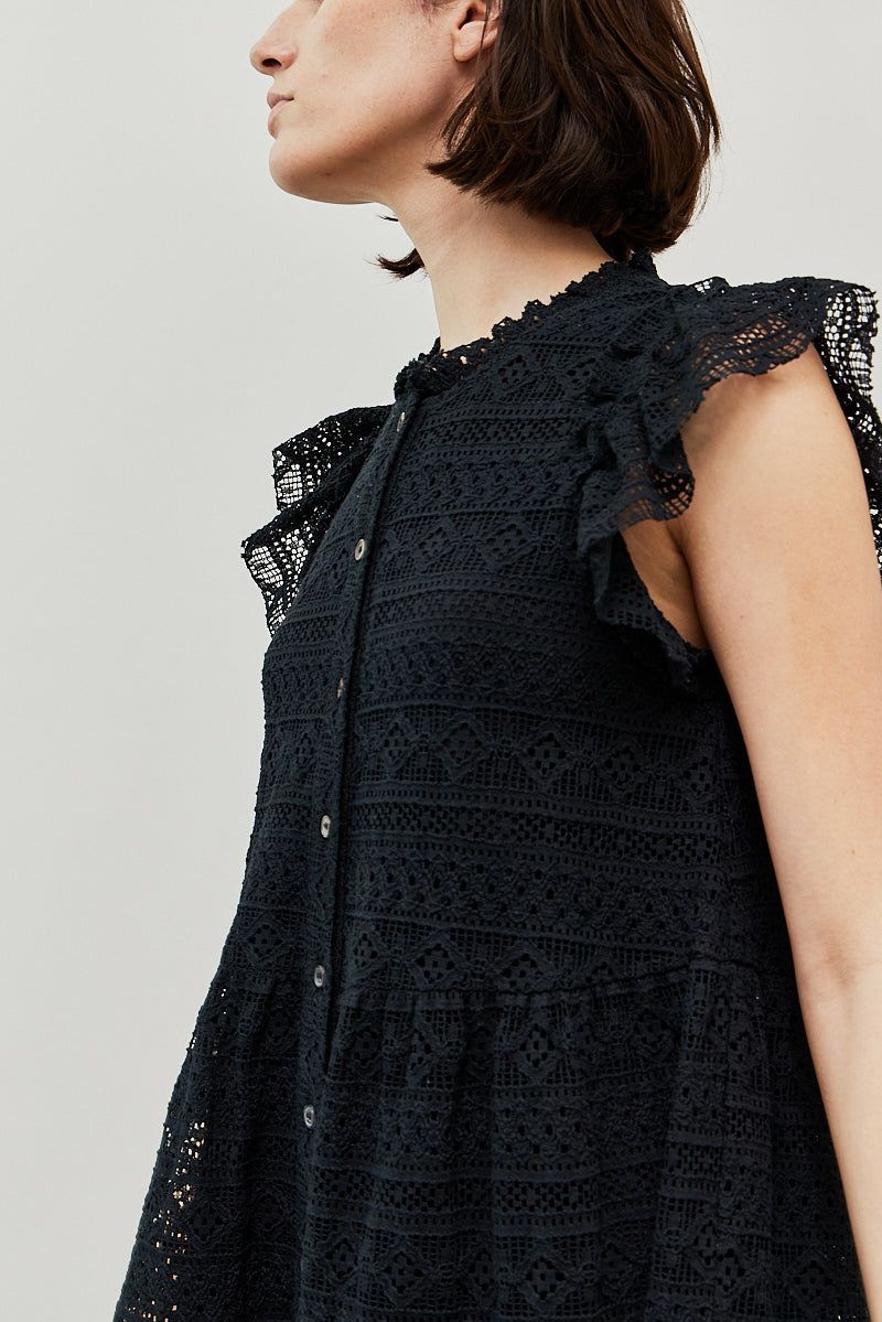 Lace Midi Tiered Dress - BTK COLLECTIONS