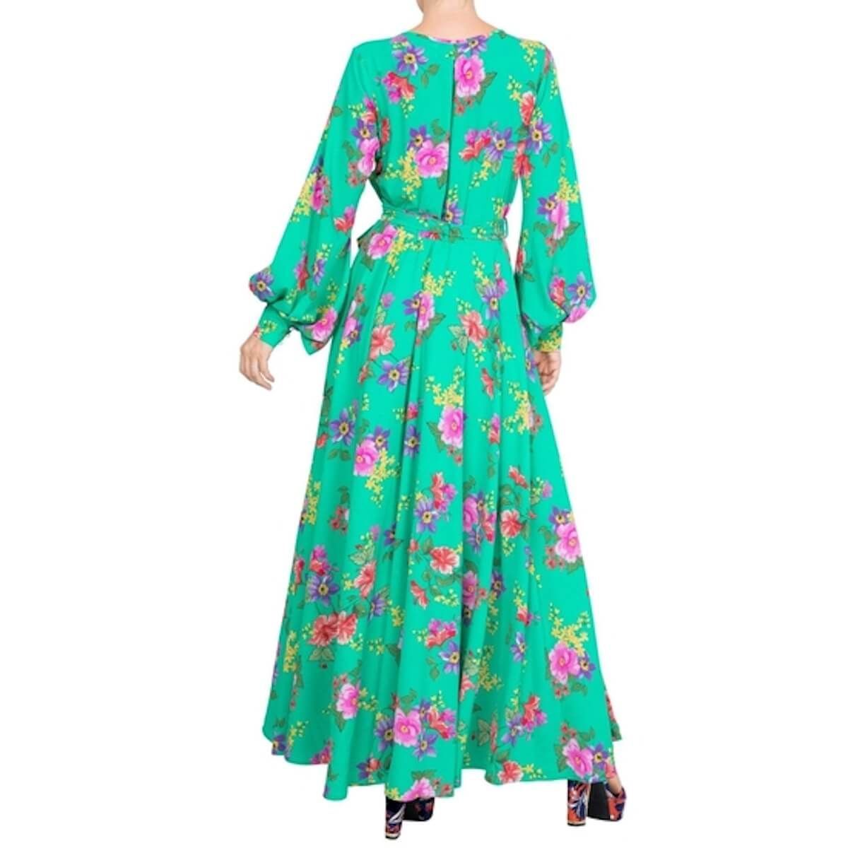 LilyPad Maxi Dress - Pink Turquoise - BTK COLLECTIONS