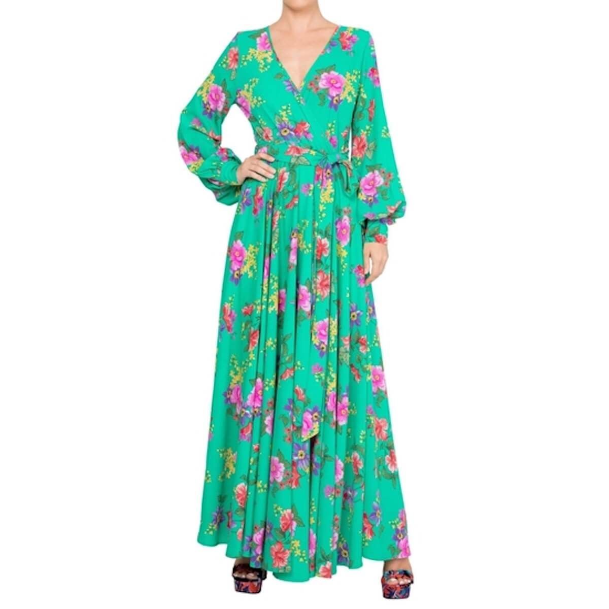 LilyPad Maxi Dress - Pink Turquoise - BTK COLLECTIONS