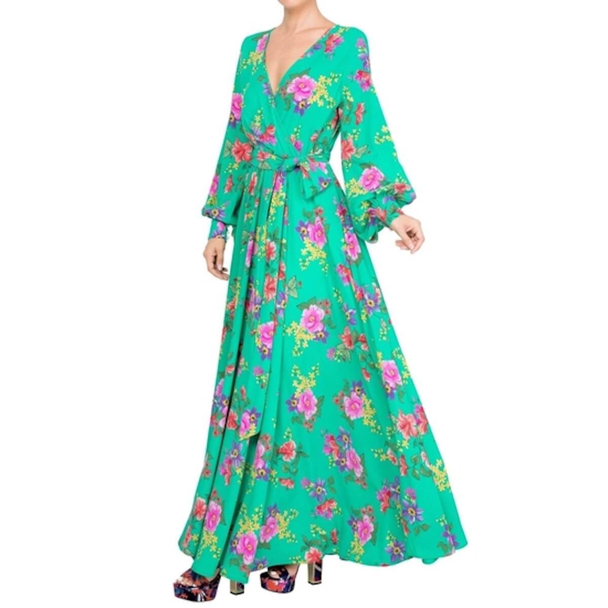 LilyPad Maxi Dress - Pink Turquoise - BTK COLLECTIONS